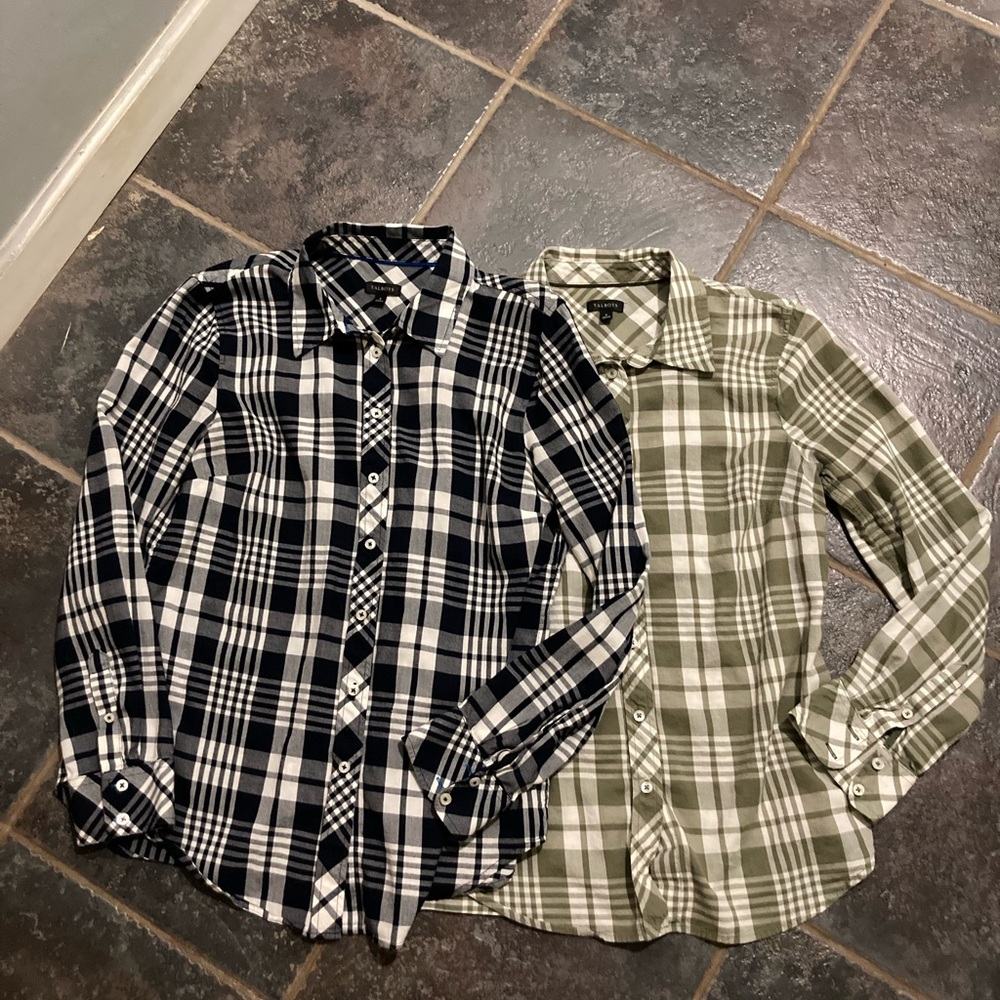 Talbots Plaid Print Button Down Tops Size S - image 2